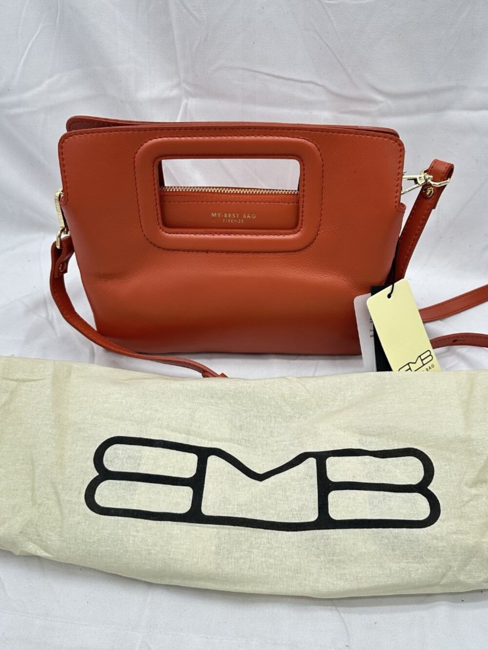My Best Bag Firenze Viktoria Convertible Clutch Crossbody Bag Leather Papaya